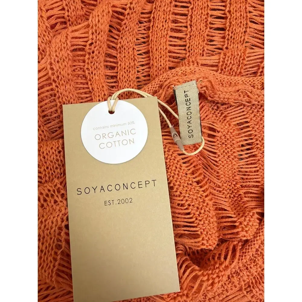 NWT Soya Concept Papaya Open Weave Pop Over Sweater Size XS #0520